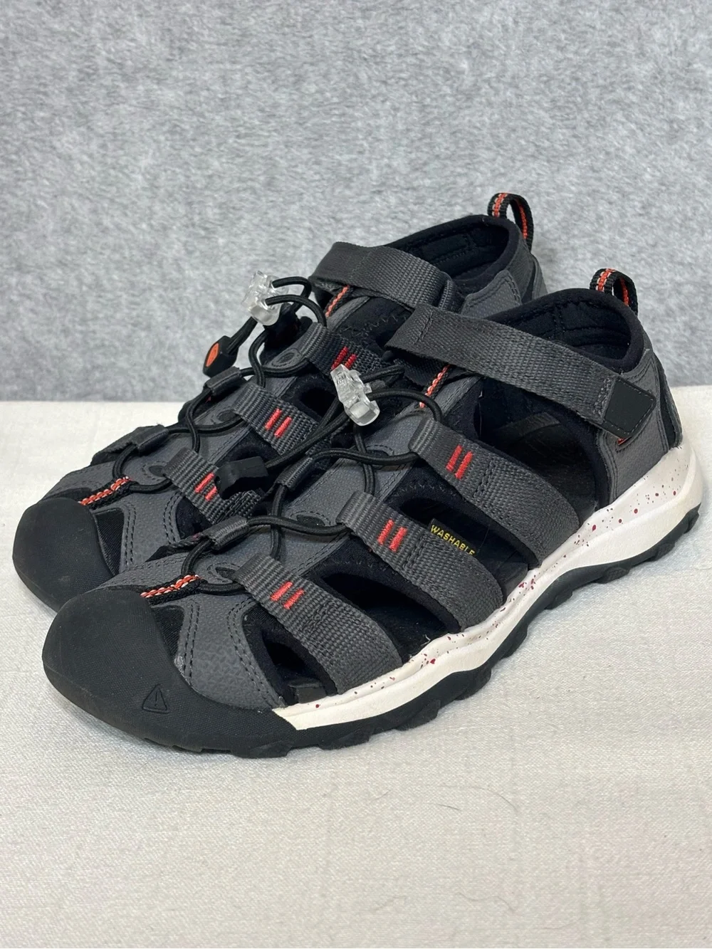 KEEN Unisex Child Newport Neo H2 Closed Toe Water Sandals-Gray/Orange-Youth 5